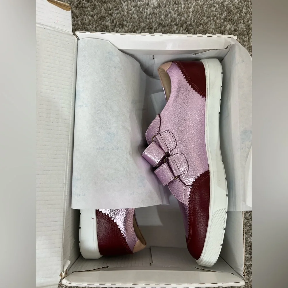Elephantito Metallic Magenta Velcro Sneakers